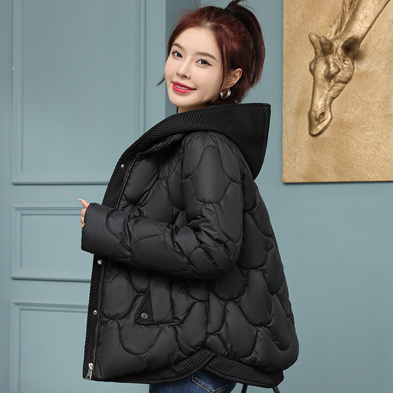Winterjassen Voor Dames 2023 Nieuwe Mode Nep Twee Stukken Korte Parka 'S Koreaanse Stijl Winter Dames Koude Jas Met Capuchon