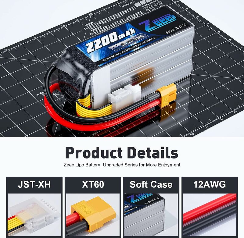 ZEEE 3S 4S 5S 6S Lipo Battery Softcase with T/EC5/XT60/XT90 plug for RC Cars FPV Drone Airplanes Boats RC Racing Models Parts