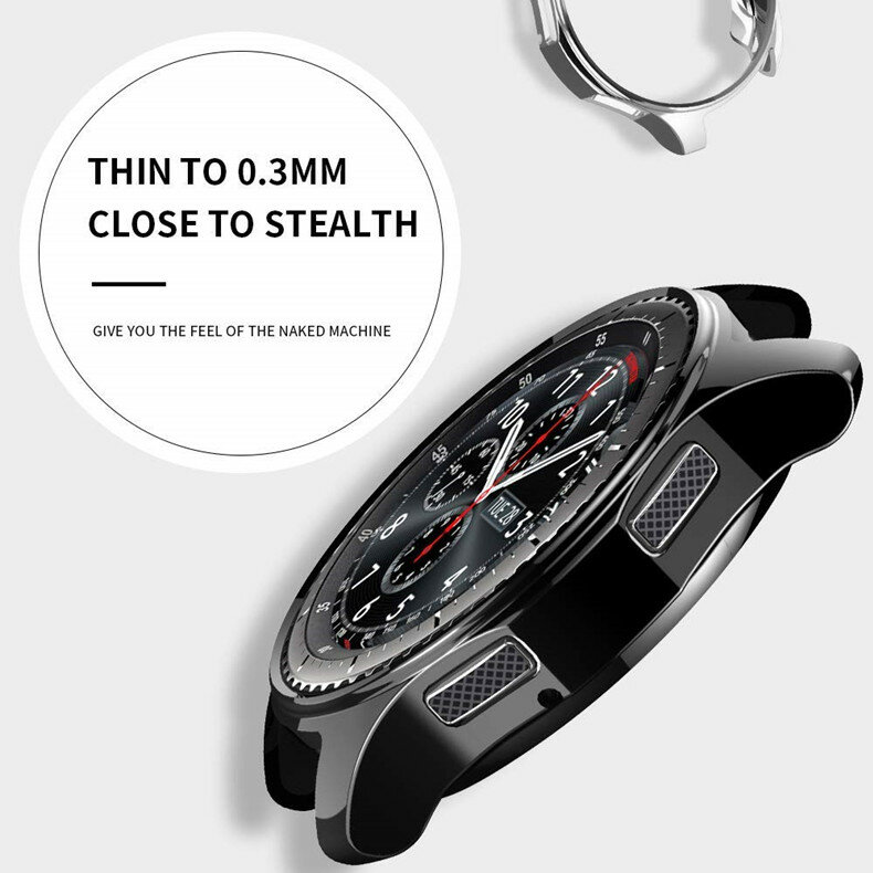 Coque pour Samsung Galaxy Watch, 46mm 42mm TPU plaqué protecteur d'écran, pare-chocs S3 42/46mm Gear S3 Frontier, étuis de protection
