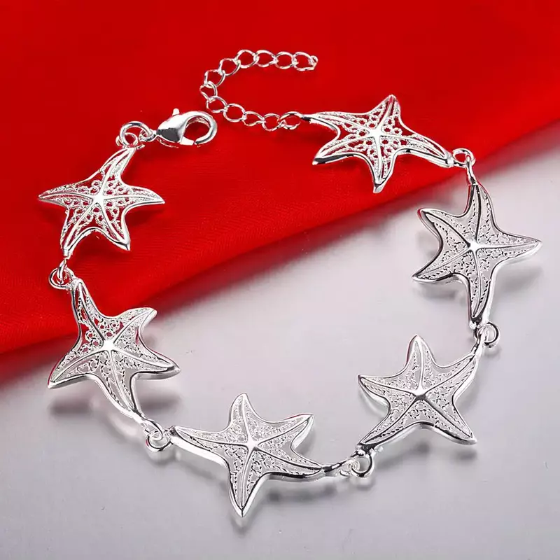 Nowe przybywają piękne urocze gwiazdy Fishstar srebrne bransoletki dla kobiet ślubne wysokiej jakości biżuteria na Boże Narodzenie prezenty