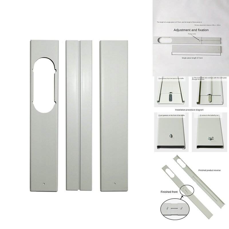 Placa ajustável portátil do jogo da janela, peças sobresselentes do condicionador do ar, acessório-55 cm, 3 PCes