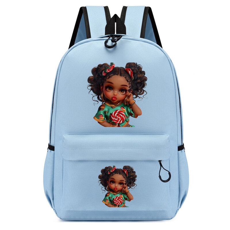 Plecak dziecięcy kreskówka piękny dziewczyna z Afro plecak dla nastolatka urocza plecak do przedszkola dziecięca torba dziewczęca