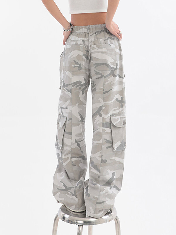 Женские повседневные мешковатые брюки 2022, женские свободные комбинезоны с высокой талией в стиле ретро, уличная одежда в стиле хип-хоп, прямые брюки с широкими штанинами, брюки-карго Y2K