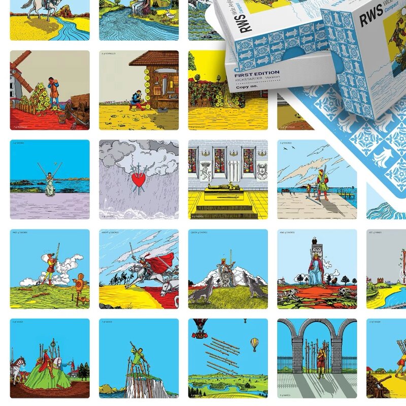 RWS szerokokątny Tarot-kompaktowa edycja 78 szt. Kart + 2 specjalne karty w dwuczęściowym sztywne pudełko 7*7cm
