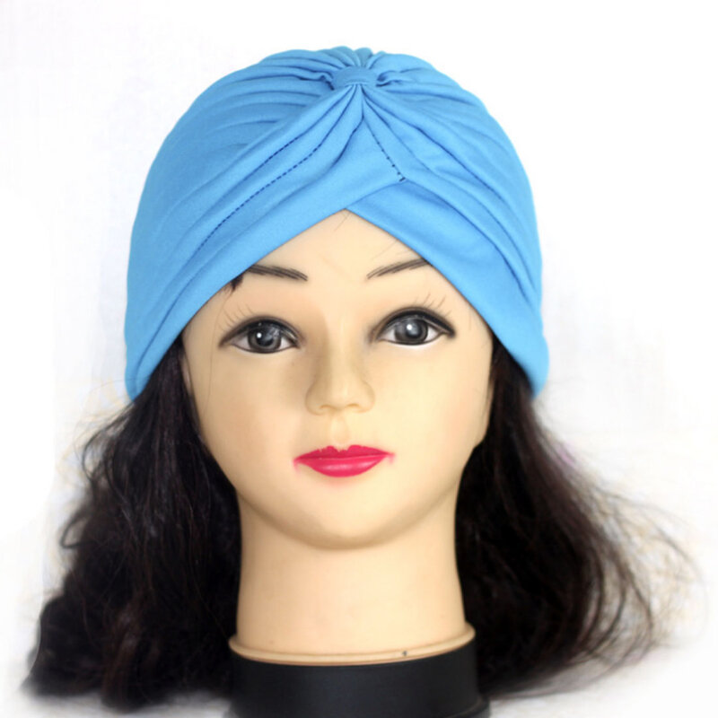 المرأة عقدة مسلم قبعة عادية بلون الحجاب الرجال بسيط وشاح الرأس الكيماوي الحجاب الهندي غطاء عصابات رباط رأس مطاطي عمامة