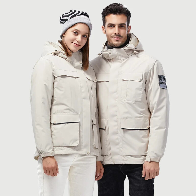 LIONJUMP-chaquetas de exterior para hombre y mujer, chaqueta informal con forro de plumón, tres en uno, extraíble, de dos piezas, a prueba de viento