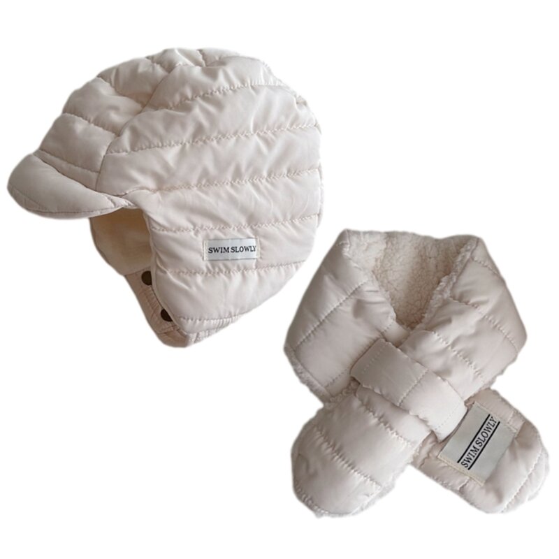 Детская шапка-ловец + плюшевая грелка для шеи, детская шапка-ушанка с хлопковой подкладкой, сохраняет тепло