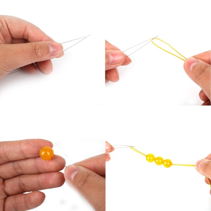 5 Piece Beading Needle Set Stainless Steel DIY Beaded Pins Big Eye Beaded Needle Jewelry Making Tool for Beginners