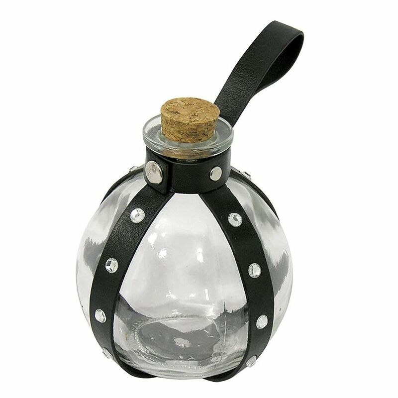 Faux Leather Round Flask Potion Bottle Round Holsters Belt Bags Magic Potion Glass Bottle Dark Magic Fashion Medieval Costumes