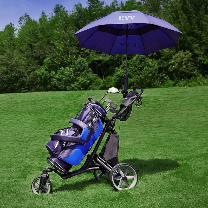 3 Wheel 360 Rotating Front Wheel Golf Push Cart Open and Close in ONE Second-Free Umbrella Holder Included