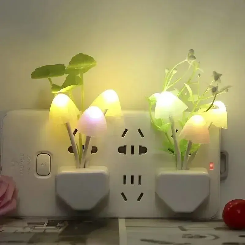 Lâmpada de parede colorida Night Light-Control, Lotus Leaf, grama aquática, cogumelo, quarto criativo, 3D Lights Decoration