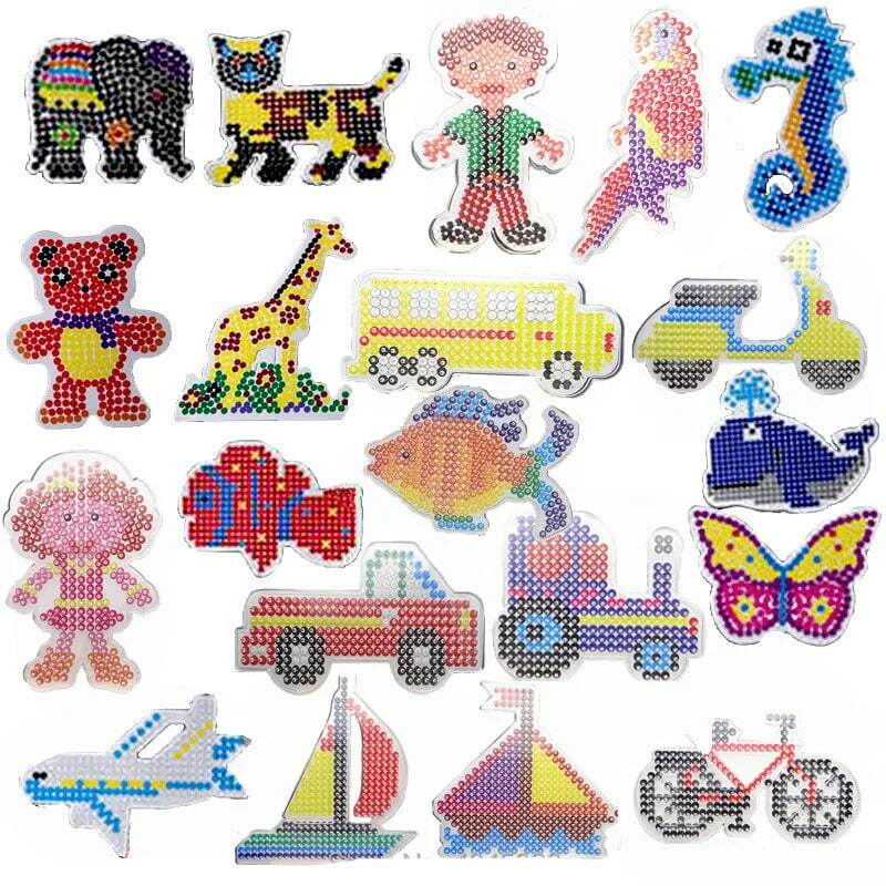 Plantillas de patrones de tablero de rompecabezas y papel de planchado, pinzas de plástico blancas para cuentas Hama de 5mm, juguetes 3D para niños