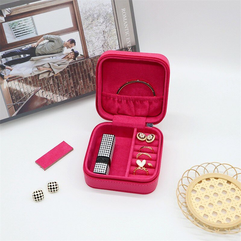 Pu Leder Schmuck Verpackung Box Reise Make-up Lagerung Veranstalter tragbare quadratische Fall Ohrring Halskette Armband Ring halter Geschenk