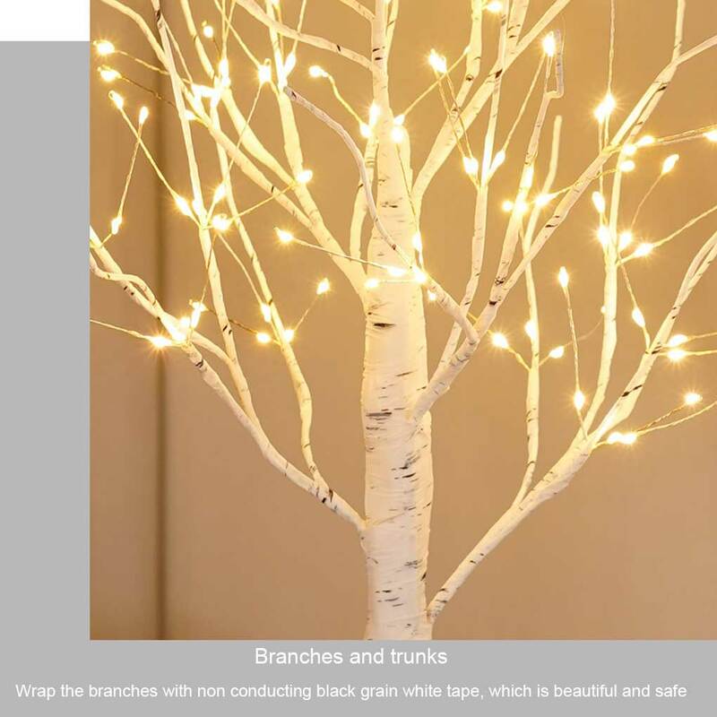 Luces LED de abedul para el hogar, iluminación nocturna de rama brillante, adecuada para dormitorio, fiesta de boda, decoración de Navidad, 24/144 LED