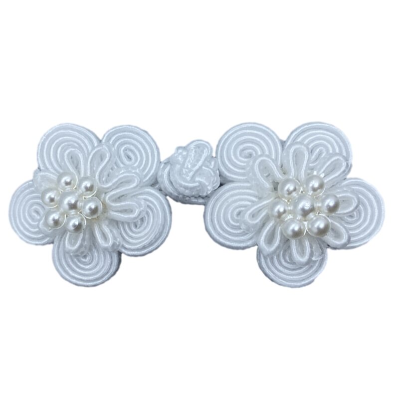 E15E Vintage Flower Perłowe guziki chińskim węzłem Tradycyjna ozdoba stylu qipao
