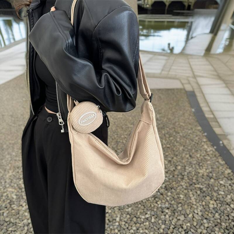 Cute Corduroy Crossbody Bag, Corduroy Bag With Zipper, Casual Bag For Women, Small Crossbody Bag, Messenger Bag