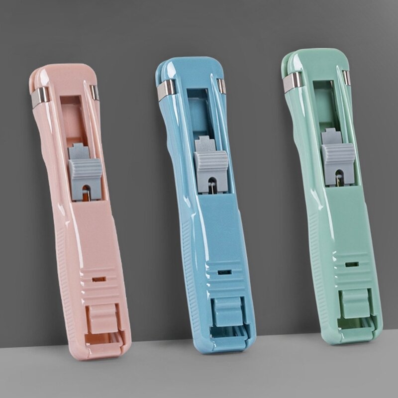 Dispensador pinzas para archivos multifuncional, dispensador pinzas papel mano con capacidad 40-50 hojas, pinza