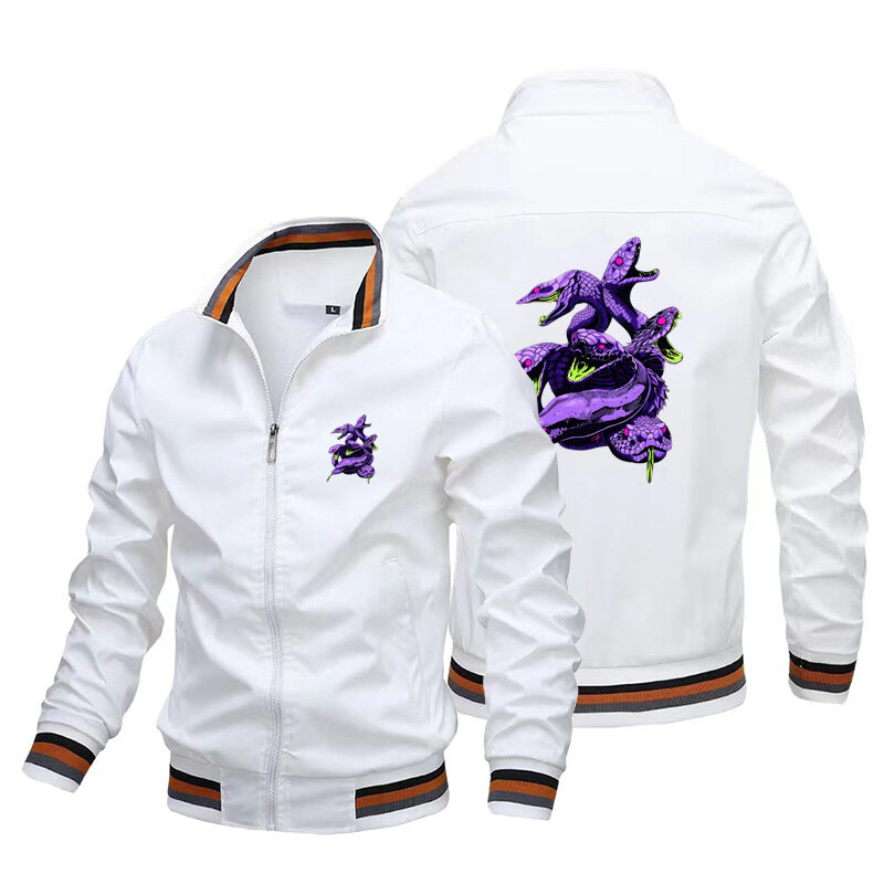 Jaqueta bombardeiro de basquete masculina, casaco grande, jaqueta de motociclista impressa com padrão hidra estereoscópico, moda campus, novo, 2024