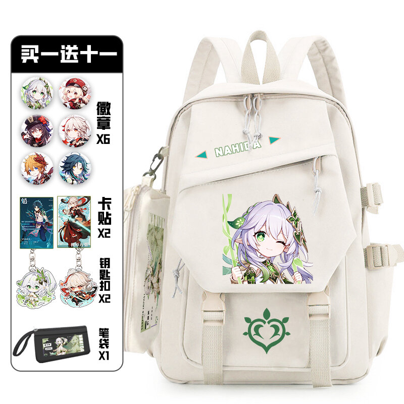 Genshin Impact Backpack with Pain Pack Badge, mochila à prova d'água Anime, bolsa de viagem para adolescente menina e menino, livro do estudante, caixa de lápis