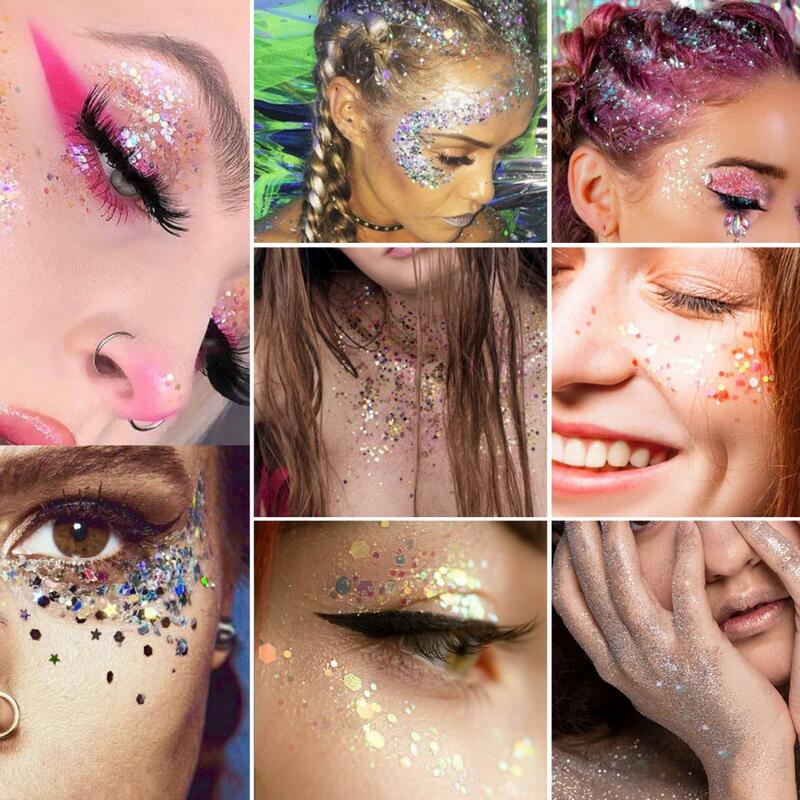 Shimmering Carnival Glitter Gel, rosto, olhos, lábios, corpo capilar, lantejoulas brilhantes, sombra para palco, mão, 36g