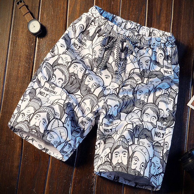 Męskie modne letnie szorty plażowe śmieszne krótkie spodnie z nadrukiem 3d męskie stroje kąpielowe Streetwear luźne oddychające spodnie plażowe