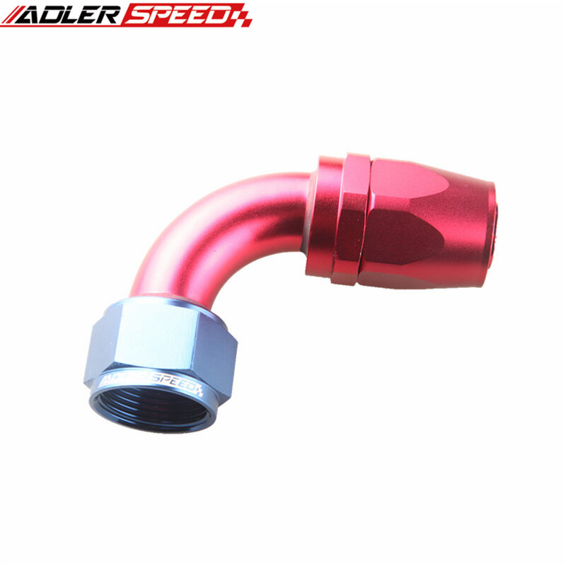 ADLER SPEED 	 16AN AN-16 90 Degree Swivel Hose End Oil Fuel Line Adapter Fitting Red-Black/Black/Red-Blue