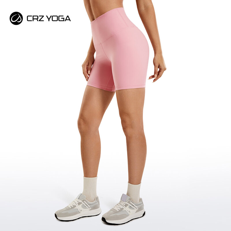 CRZ YOGA Women's Naked Feeling Biker Shorts - 6 Inches High Waisted Yoga Workout Gym Running Spandex Shorts