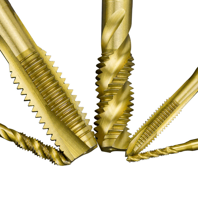 Grifo de punta en espiral HSS Chapado en titanio métrico, rosca de enchufe de máquina M2, M2.5, M3, M4, M5, M7, M8, M10, M12