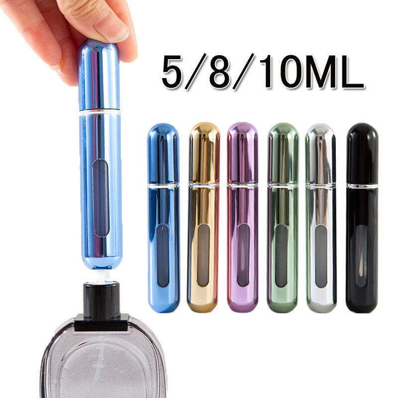 Botella dispensadora de Perfume de autobombeo, pulverizador directo inferior portátil de aluminio, 5/8/10ml