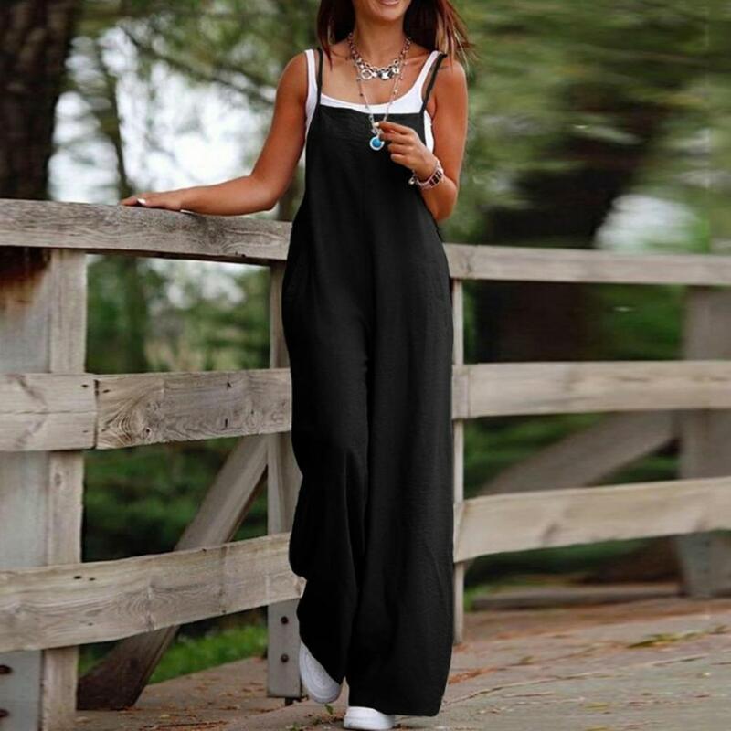Wide Leg Jumpsuit Women Jumpsuit Stylish Women's Summer Jumpsuit with Backless Design Spaghetti Straps Wide Legs for A