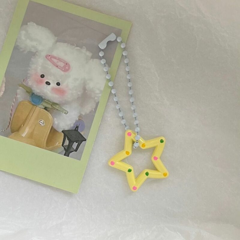 Porte-clés étoile évidé coloré, style coréen, mini porte-clés étoile en résine, pendentif étoile point vague, accessoire de confrontation mignon