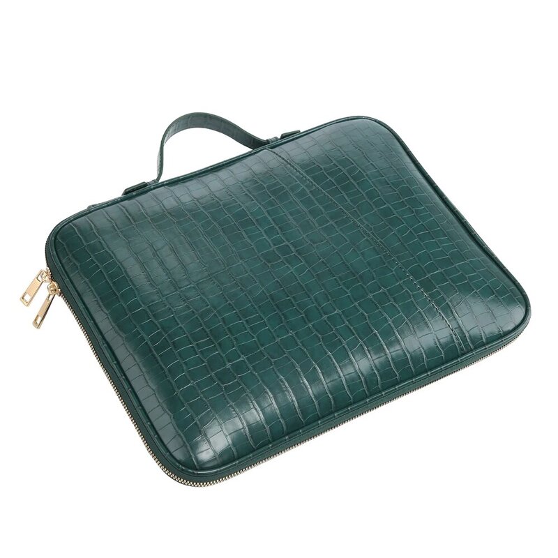 Free Custom Letters Office Women Crocodile Pattern Laptop Bag Leather File Bag For IPAD Fashion A4 Paper Document File Folder