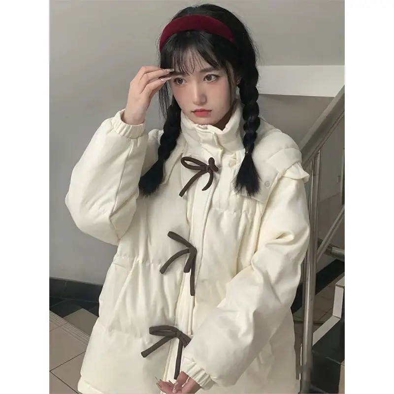 2023 Winter New Parkas Women Korean Design Sense Long Sleeve Solid Color Niche Jacket Loose Cute Versatile Coats Female