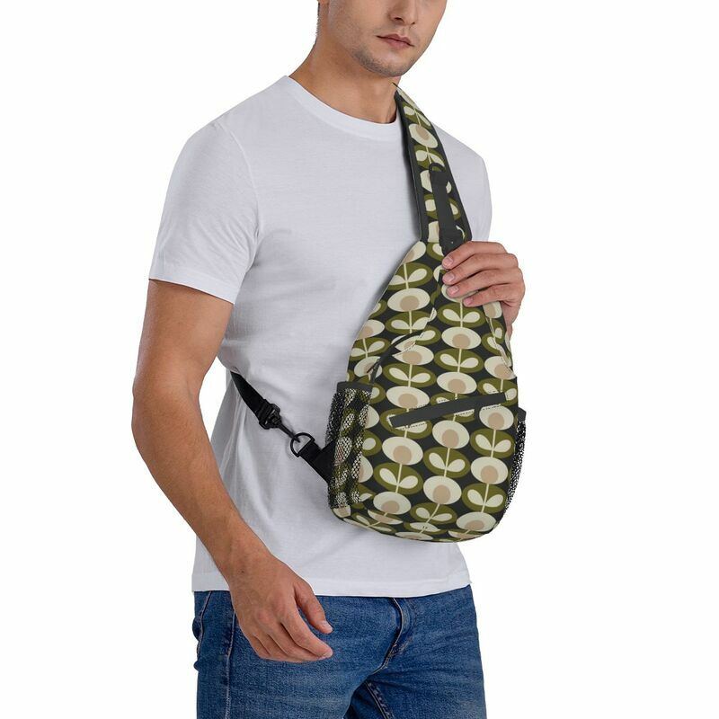 Orla Kiely-mochila cruzada de estilo escandinavo para hombre, morral de hombro con diseño de flores y tallo múltiple para viaje, senderismo