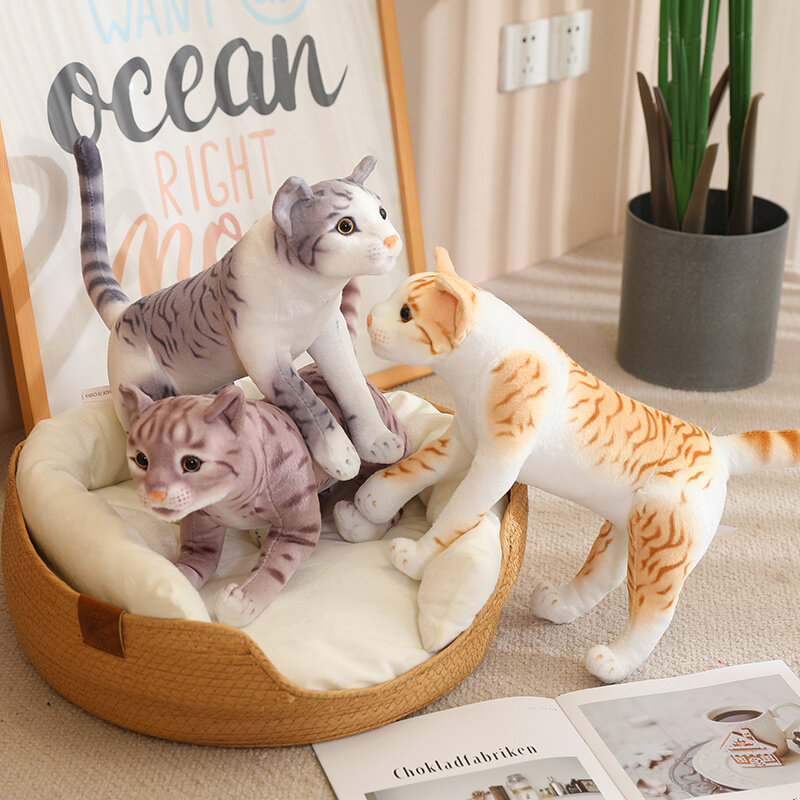 Juguetes de peluche de gatos pequeños realistas, animales de peluche suaves, muñecas de gatito para mascotas, regalo de cumpleaños para niños y niñas, decoración del hogar