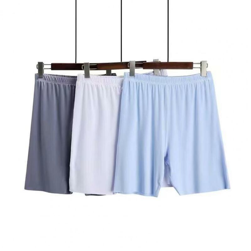 Pantalones cortos de pijama de cintura media para hombre, cómodos pantalones cortos de pijama hasta la rodilla con cintura elástica