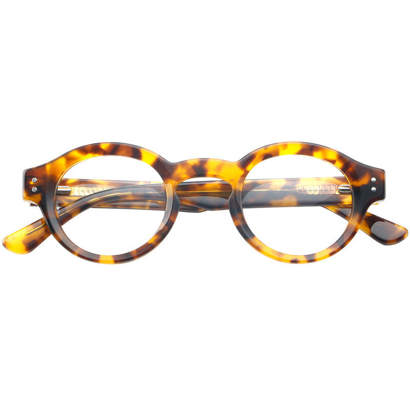 Tortoiseshell-Gafas de acetato puro para hombre y mujer, lentes ópticas redondas de tamaño pequeño para miopía, gafas de diseñador