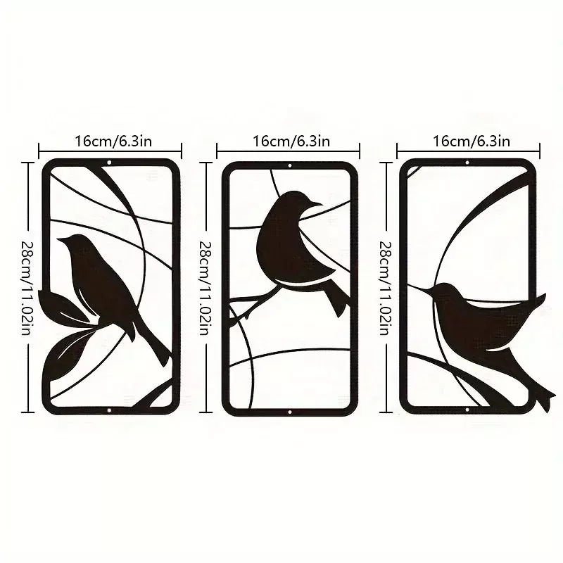 3pcs Paradise Bird Metal Wall Art, Bird Metal Painting Metal Wall Picture Frame Wall Hanging, Flower Home Decoration Gift