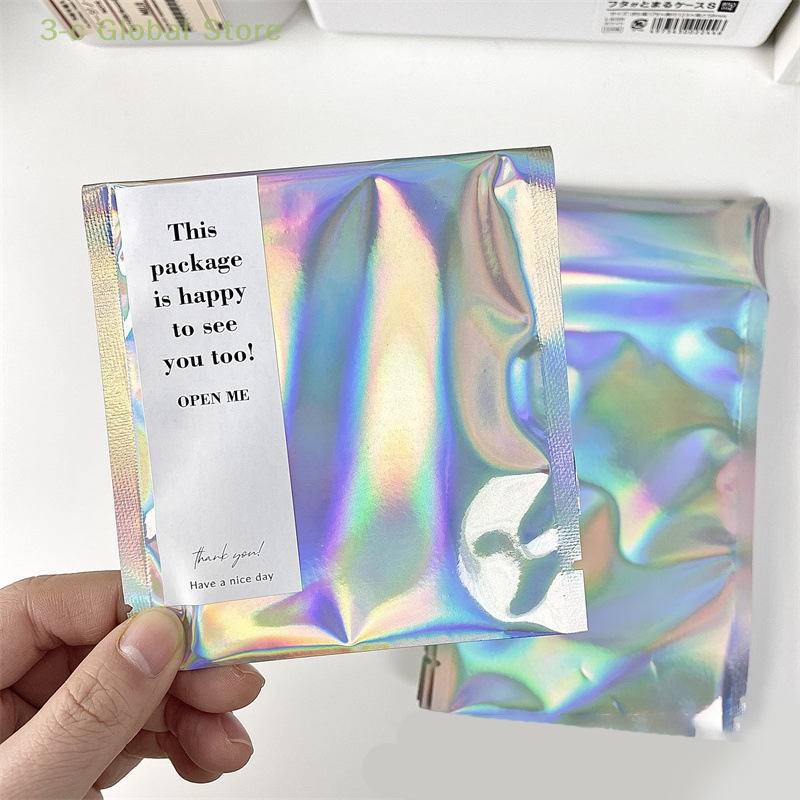 Enveloppe de courrier en feuille plate arc-en-ciel holographique, refermable, sacs verts à odeur, sacs auto-adhésifs, stockage de courrier, cadeau GT