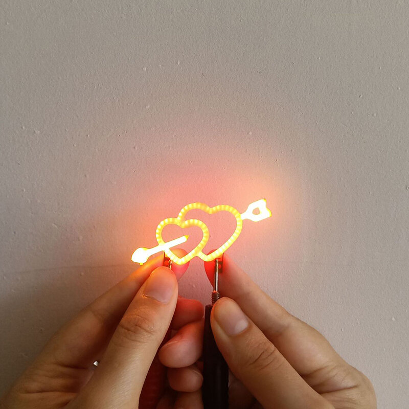 Luz LED COB Edison de 3V, filamento Flexible, diodo de vela, decoración de letras de amor para fiesta de vacaciones, accesorios de bombilla DIY