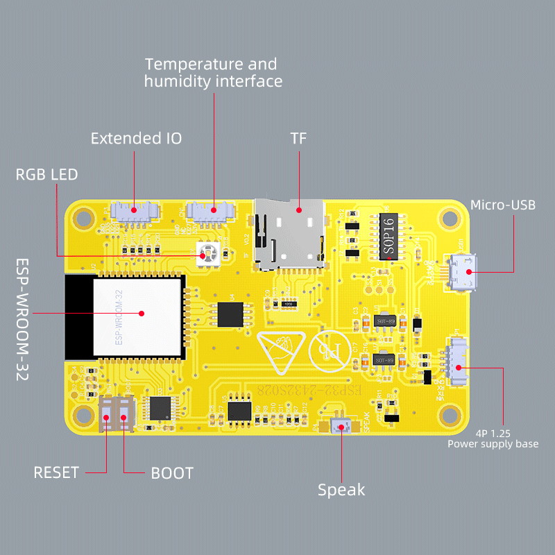 Placa de desenvolvimento ESP32 Arduino LVGL, 2,8 "Smart Display Screen, 2,8" LCD Módulo TFT com toque WROOM, Wi-Fi e Bluetooth