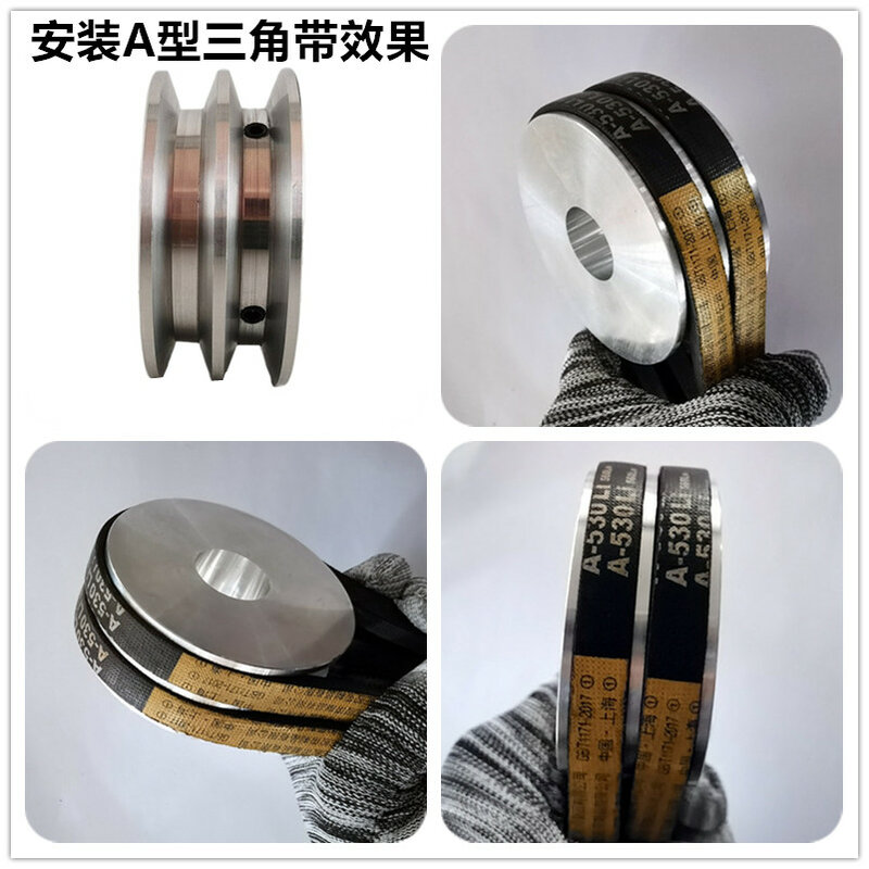 1x Aluminum Alloy Double Groove 60MM Pulley Wheel 8-25MM Fixed Bore Pulley for Motor Shaft 10MM PU Round Belt
