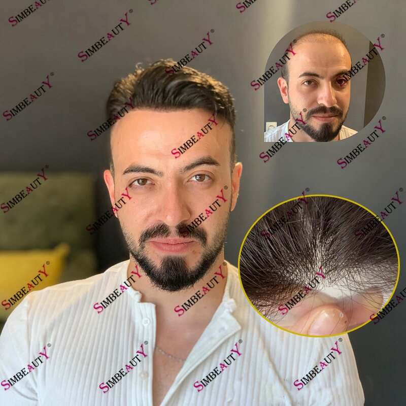 Супер натуральная линия волос ультратонкая кожа Vloop необнаруживаемая полиуретановая основа парик для мужчин протез капиллярная система замены волос