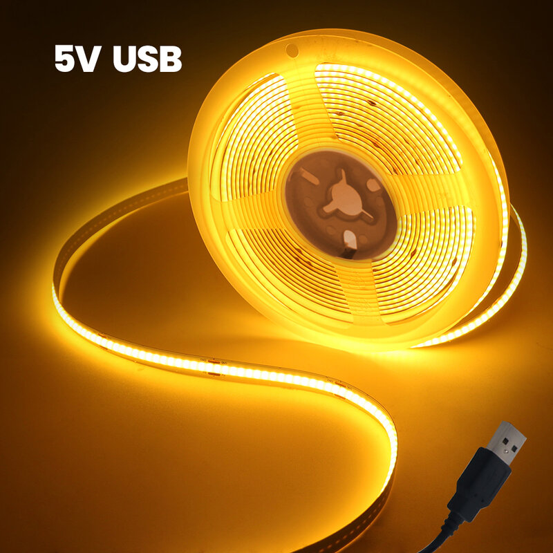 USB COB-лента для подсветки телевизора, 5 в постоянного тока, 320 светодиодов/м