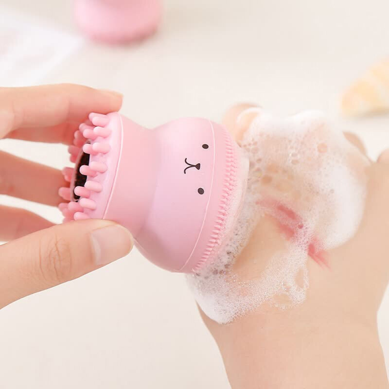 Cepillo de limpieza de cara Rosa pulpo cepillo de cara con esponja limpiador de piel pequeño cuidado de la piel herramienta de maquillaje limpieza facial