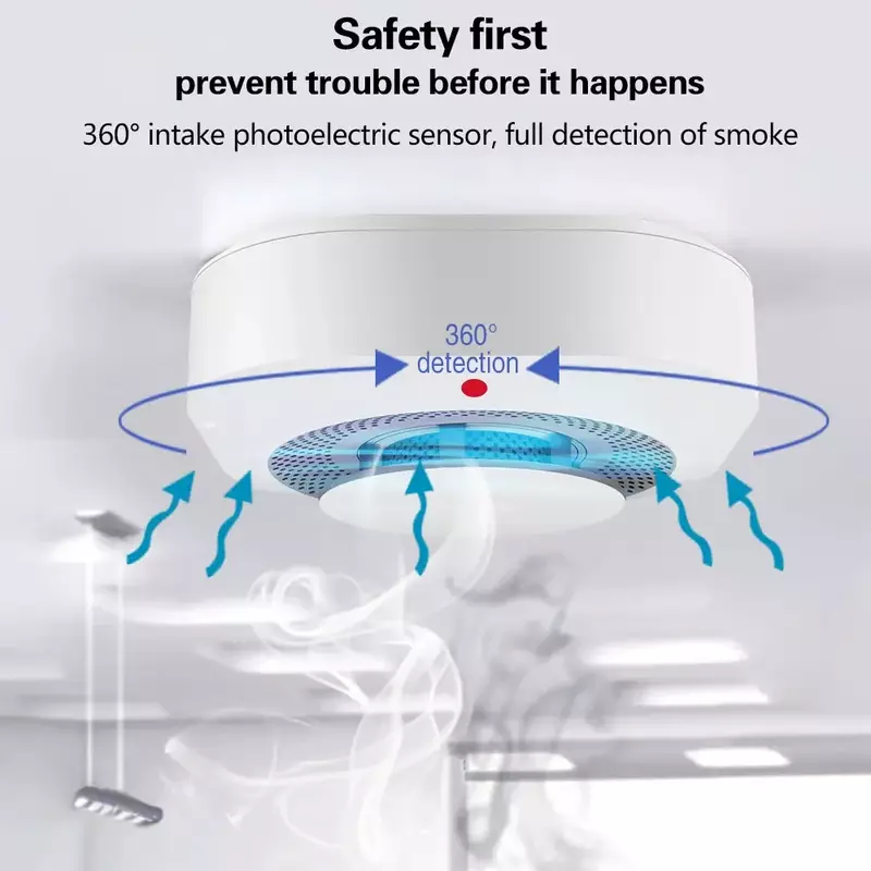 ZigBee Tuya detektor asap pintar WiFi, keamanan rumah Sensor pencegahan asap Alarm suara bekerja dengan Alexa Google Home