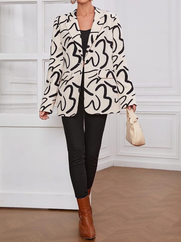 Женский осенне-зимний Свободный Повседневный пиджак XL с отложным воротником и надписью, женская одежда, Блейзер, 2023