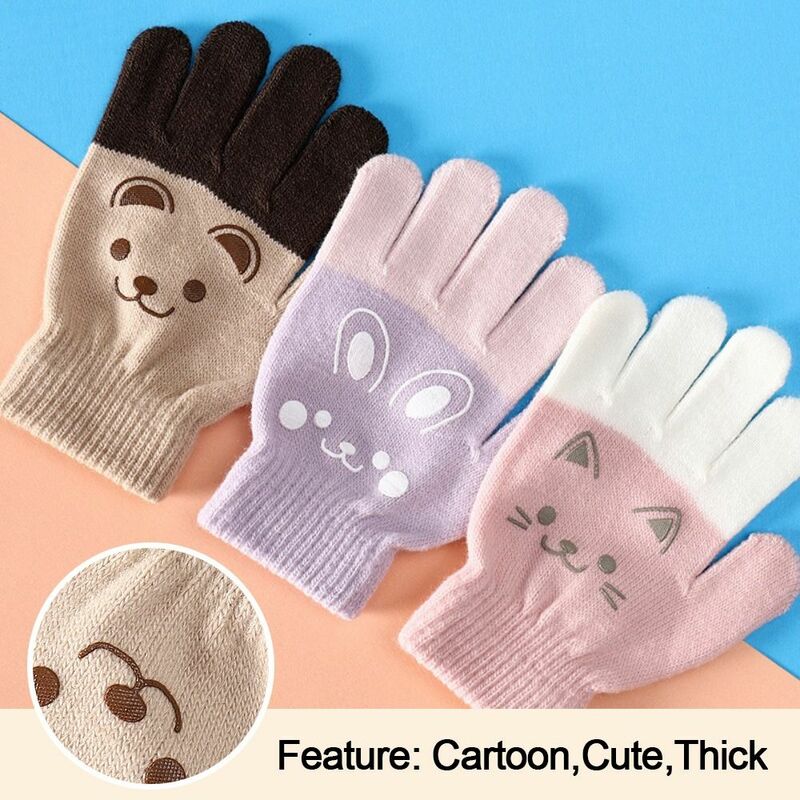 Sarung tangan rajut anak-anak, sarung tangan rajut tebal tanpa jari cantik hangat musim dingin untuk anak laki-laki dan perempuan