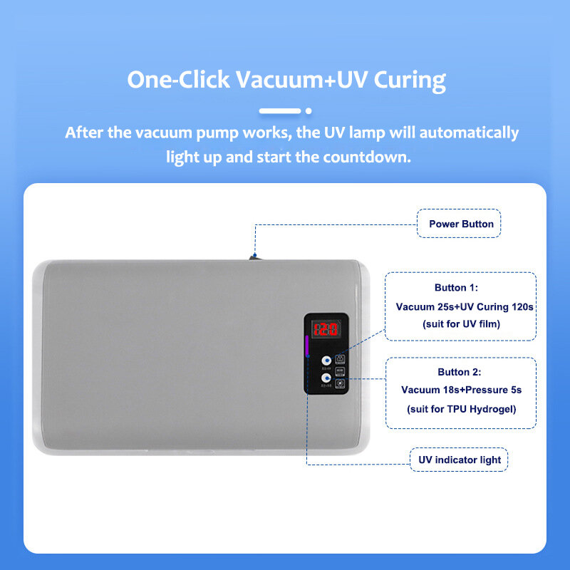 VORMIR Vacuum UV Curing Laminator Screen Protector Machine for UV Films Mobile Phone TPU Hydrogel Film Tools Bubble Remover