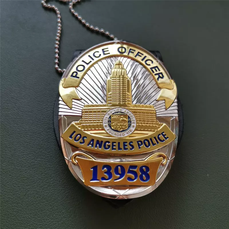 Amerykańska odznaka detektywistyczna z odznaką Los Angeles nr 13958 i akcesoria rekwizyty filmowe i telewizyjne 1:1